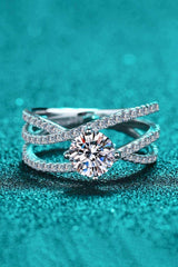 1 Carat Moissanite Crisscross Ring - Trendsi - Flyclothing LLC