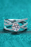1 Carat Moissanite Crisscross Ring - Trendsi