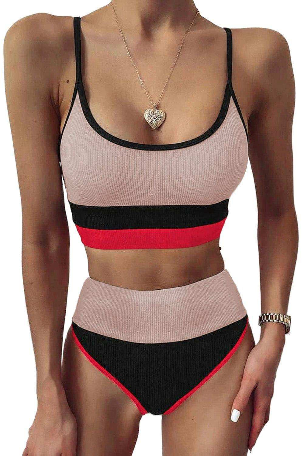 Color Block Spaghetti Strap Two-Piece Swim Set - Trendsi - Flyclothing LLC