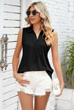 Ruched Johnny Collar Tank - Trendsi - Flyclothing LLC