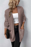 Rib-Knit Open Front Pocketed Cardigan - Trendsi - Flyclothing LLC