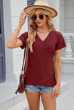 Eyelet Surplice Short Sleeve T-Shirt - Trendsi