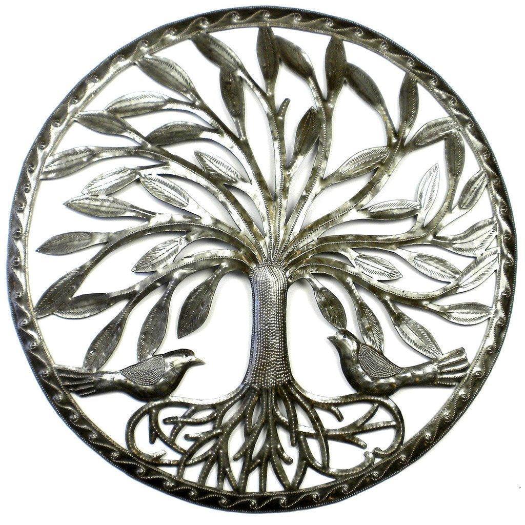 Tree of Life with Two Birds Metal Wall Art - Croix des Bouquets - Flyclothing LLC