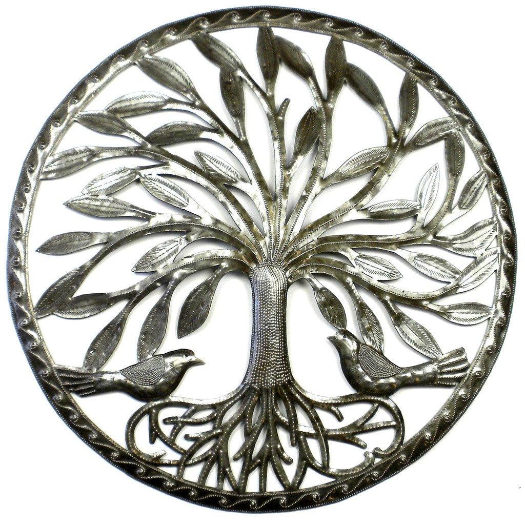 Tree of Life with Two Birds Metal Wall Art - Croix des Bouquets - Flyclothing LLC