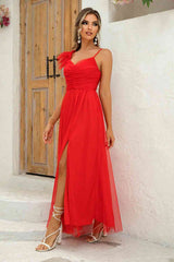 Asymmetrical Ruched Slit Dress - Trendsi - Flyclothing LLC
