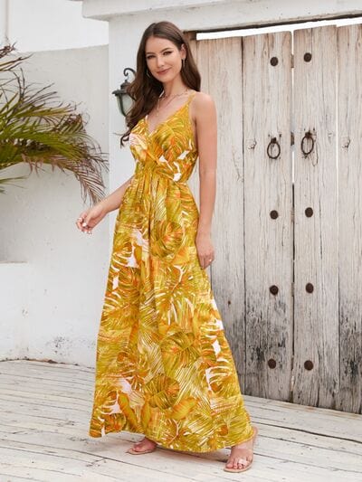 Printed Surplice Spaghetti Strap Dress - Trendsi