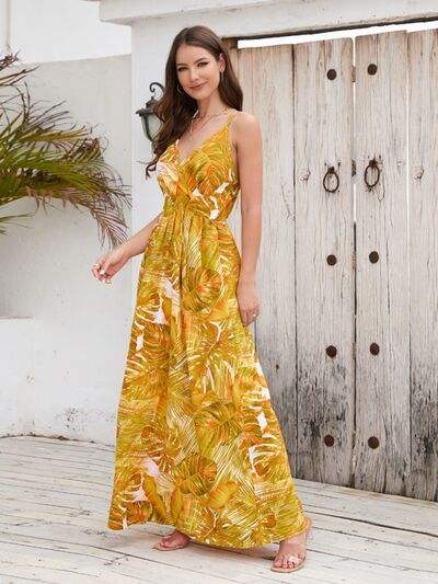Printed Surplice Spaghetti Strap Dress - Trendsi - Flyclothing LLC