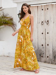 Printed Surplice Spaghetti Strap Dress - Trendsi
