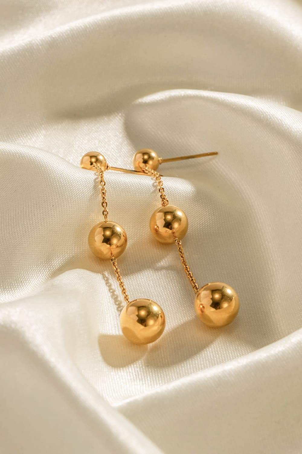 Ball Bead and Chain Stainless Steel Earrings - Trendsi - Flyclothing LLC