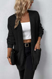 Rib-Knit Open Front Pocketed Cardigan - Trendsi - Flyclothing LLC