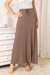 Double Take Full Size Soft Rayon Drawstring Waist Maxi Skirt Rayon - Trendsi - Flyclothing LLC