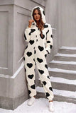 Fuzzy Heart Zip Up Hooded Lounge Jumpsuit - Trendsi - Flyclothing LLC