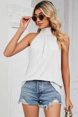 Tied Grecian Neck Tank - Trendsi - Flyclothing LLC