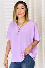 Zenana Texture Short Sleeve T-Shirt - Trendsi - Flyclothing LLC