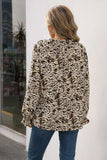 Printed Tie Neck Frill Trim Flounce Sleeve Blouse - Trendsi - Flyclothing LLC
