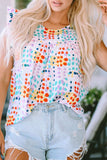 Ruffled Printed Round Neck Blouse - Trendsi - Flyclothing LLC