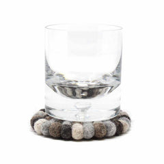 Hand Crafted Felt Ball Coasters from Nepal: 4-pack, Multicolor Greys - Global Groove (T) - Global Groove