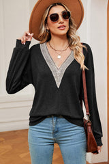 V-Neck Dropped Shoulder T-Shirt - Trendsi - Flyclothing LLC