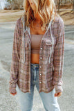 Plaid Long Sleeve Hooded Jacket - Trendsi - Flyclothing LLC