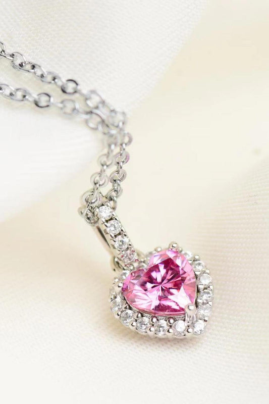 1 Carat Moissanite Heart Pendant Necklace - Trendsi