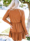 Waffle-Knit Frill Mini Tiered Dress - Trendsi - Flyclothing LLC