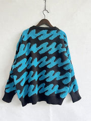 Ribbed Striped Dropped Shoulder Sweater - Trendsi