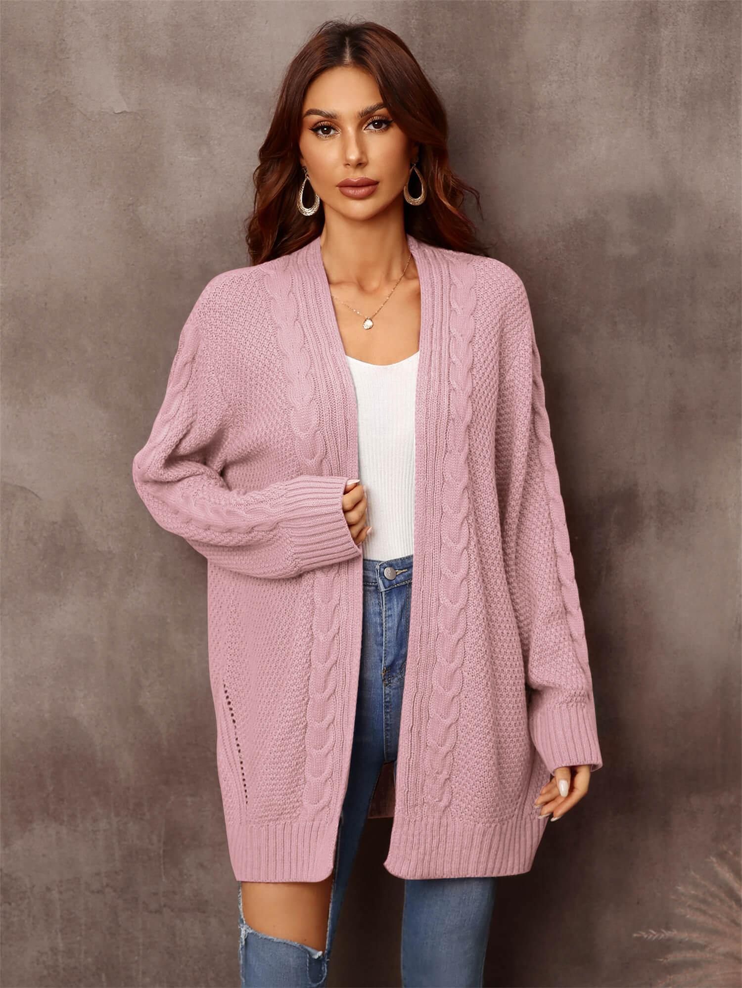 Warm Fall Mixed Knit Open Front Longline Cardigan - Flyclothing LLC
