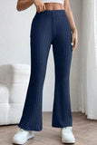 Basic Bae Full Size Ribbed High Waist Flare Pants - Trendsi - Flyclothing LLC