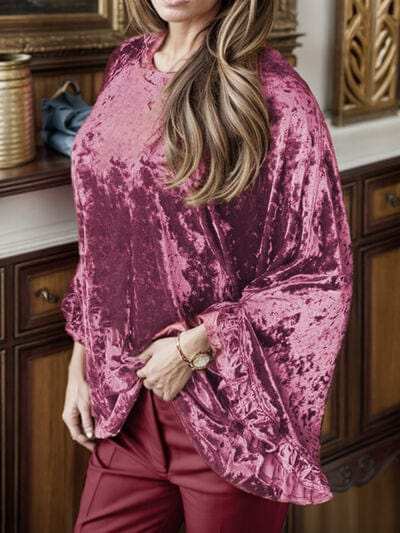 Round Neck Flounce Sleeve T-Shirt - Trendsi - Flyclothing LLC