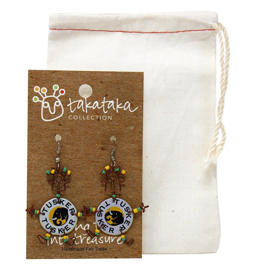 Recycled Tusker Bottle Cap Dancing Girl Earrings - Creative Alternatives - Creative Alternatives
