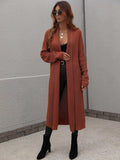Waffle Knit Open Front Duster Cardigan With Pockets - Trendsi - Flyclothing LLC