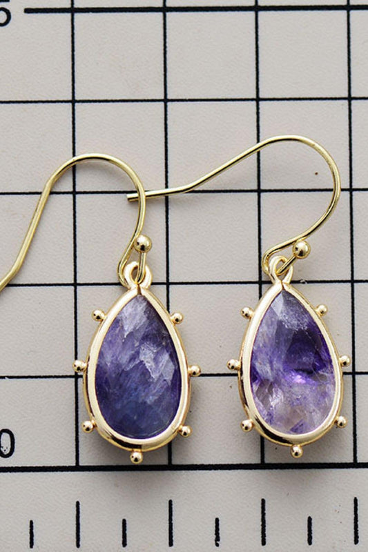 Natural Stone Teardrop Earrings - Trendsi