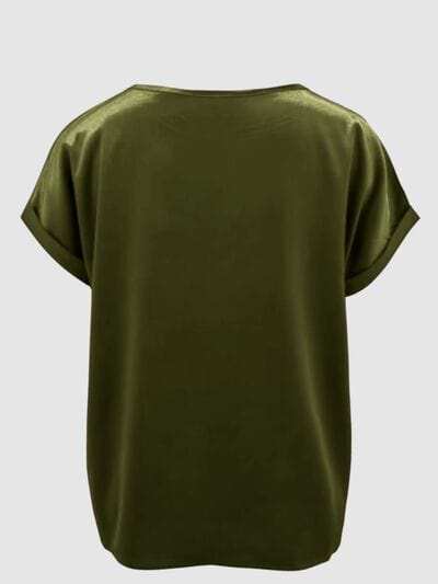 Round Neck Short Sleeve T-Shirt - Trendsi - Flyclothing LLC