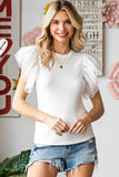 Polka Dot Flutter Sleeve Top - Trendsi