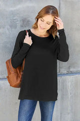Basic Bae Full Size Round Neck Dropped Shoulder T-Shirt - Trendsi - Flyclothing LLC