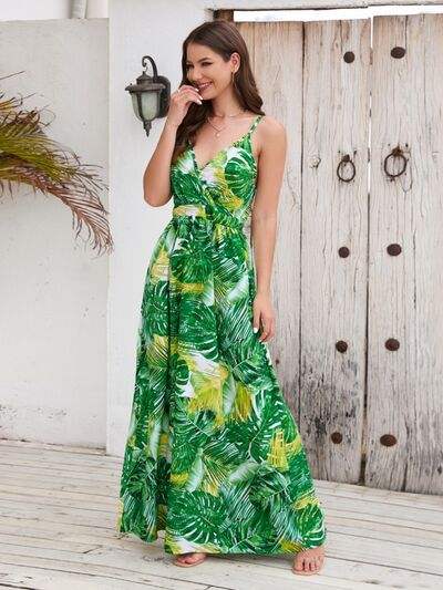 Printed Surplice Spaghetti Strap Dress - Trendsi - Flyclothing LLC