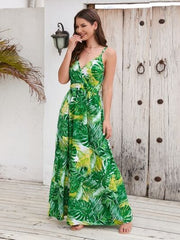Printed Surplice Spaghetti Strap Dress - Trendsi