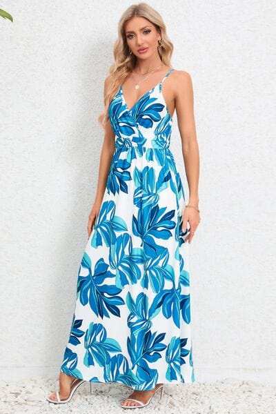 Printed Surplice Maxi Cami Dress - Trendsi - Flyclothing LLC