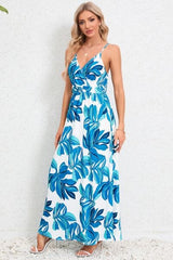 Printed Surplice Maxi Cami Dress - Trendsi