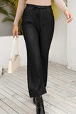 Drawstring Wide Leg Long Pants - Trendsi