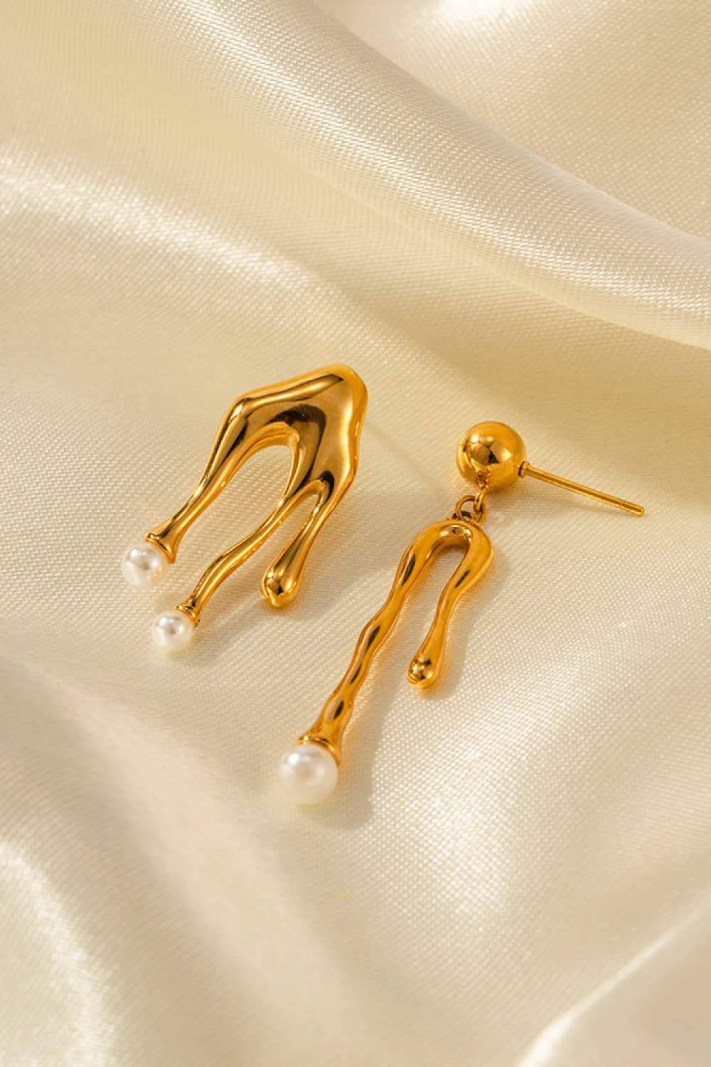 Synthetic Pearl 18K Gold-Plated Dangle Earrings - Trendsi - Flyclothing LLC