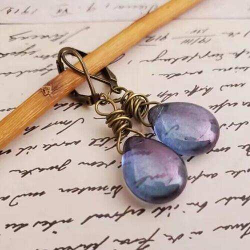 Alloy Gemstone Drop Earrings - Trendsi - Flyclothing LLC