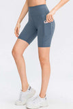 Wide Waistband Sports Shorts with Pockets - Trendsi - Flyclothing LLC