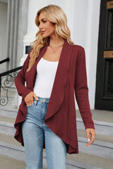 Open Front Long Sleeve Cardigan - Trendsi