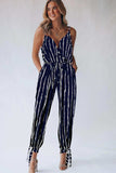 Striped Contrast Tie Ankle Spaghetti Strap Jumpsuit - Trendsi - Flyclothing LLC