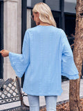 Eyelet Bell Sleeve Cardigan - Trendsi - Flyclothing LLC