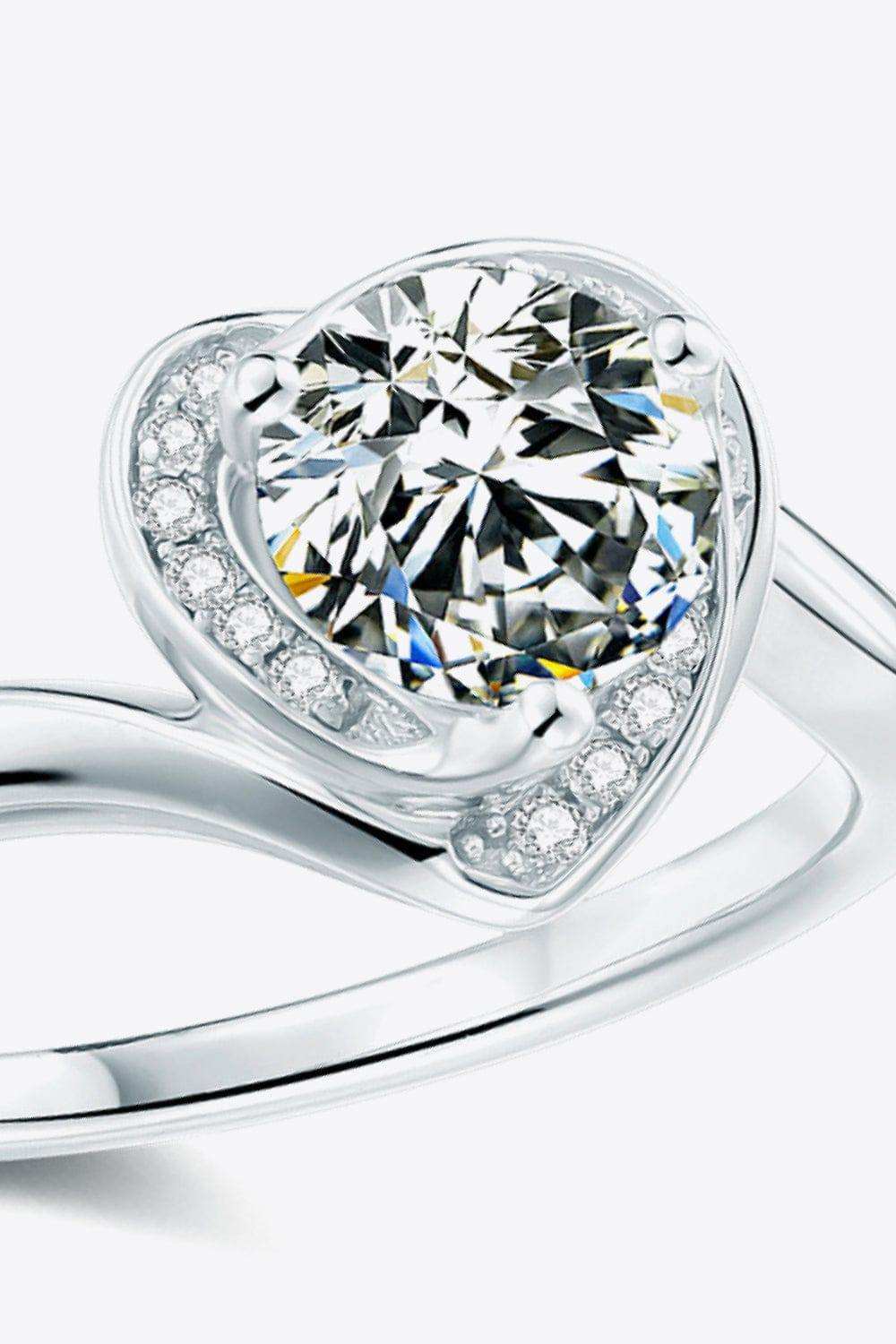 1 Carat Moissanite Heart Ring - Trendsi - Flyclothing LLC