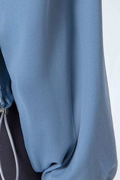 Drawstring Zip Up Dropped Shoulder Active Outerwear - Trendsi - Flyclothing LLC