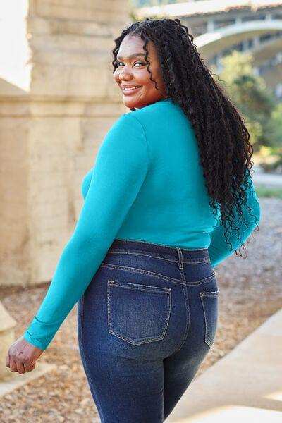 Basic Bae Full Size Round Neck Long Sleeve Bodysuit - Trendsi - Flyclothing LLC