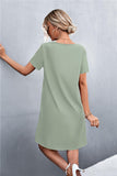 Spliced Lace Contrast Short Sleeve Dress - Trendsi